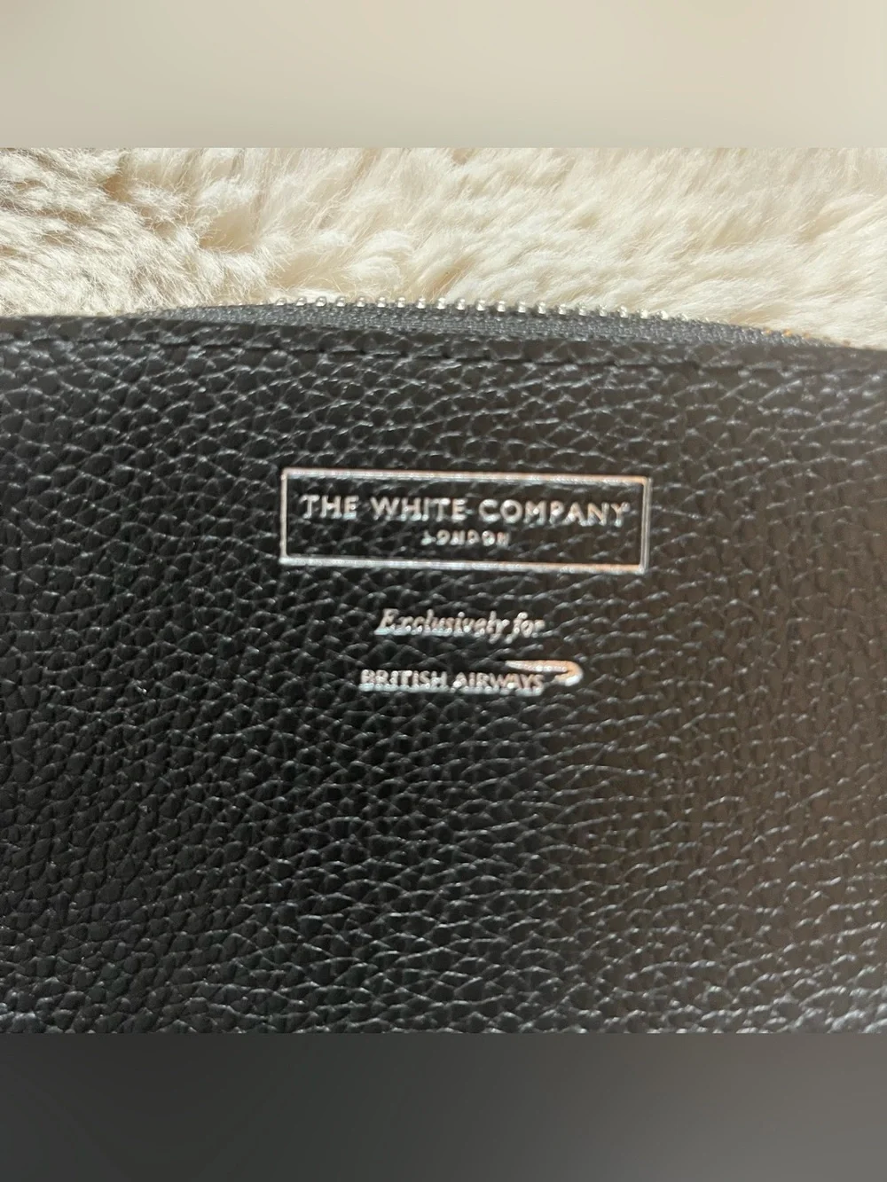 The White Company Black Pebbled Leather Pouch with Silver Logo 02-11R
